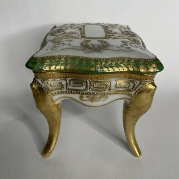 Nippon Trinket Box Piano Bench Style Rectangular 4 Legs Hand Painted 2.5" X 3.5" - Picture 12 of 13